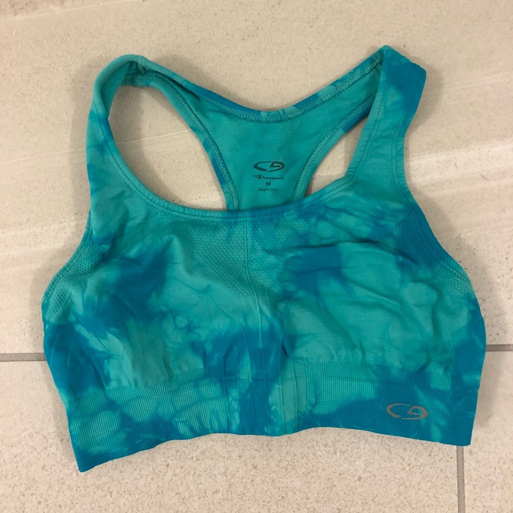 Champion blue tie-dye sports bra
